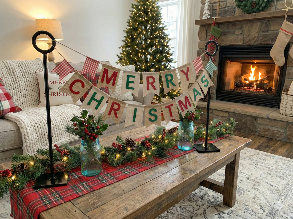 Black heavy metal banner stand for Merry Christmas banner displays