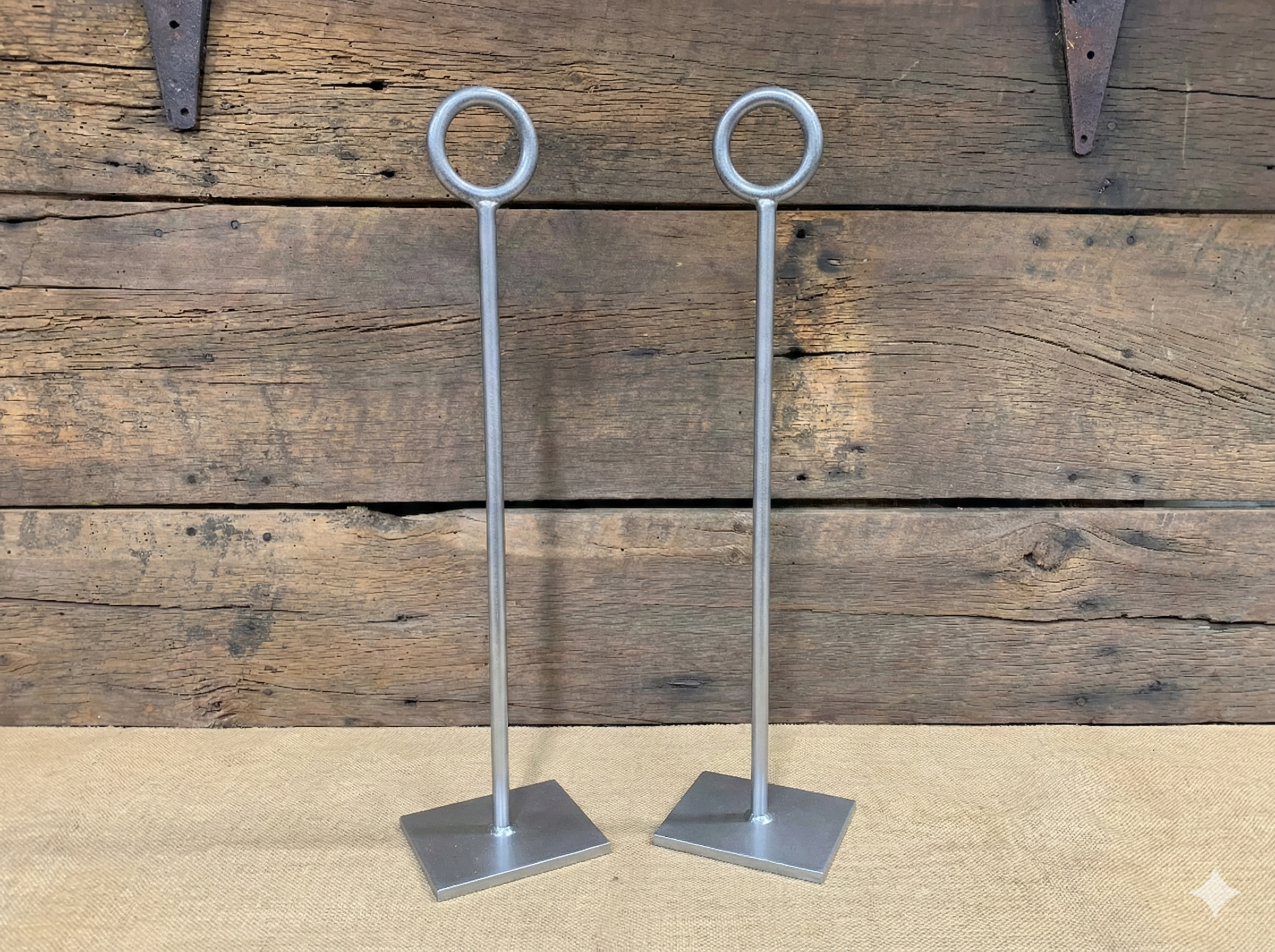 Silver heavy metal banner stand for holiday or gathering displays